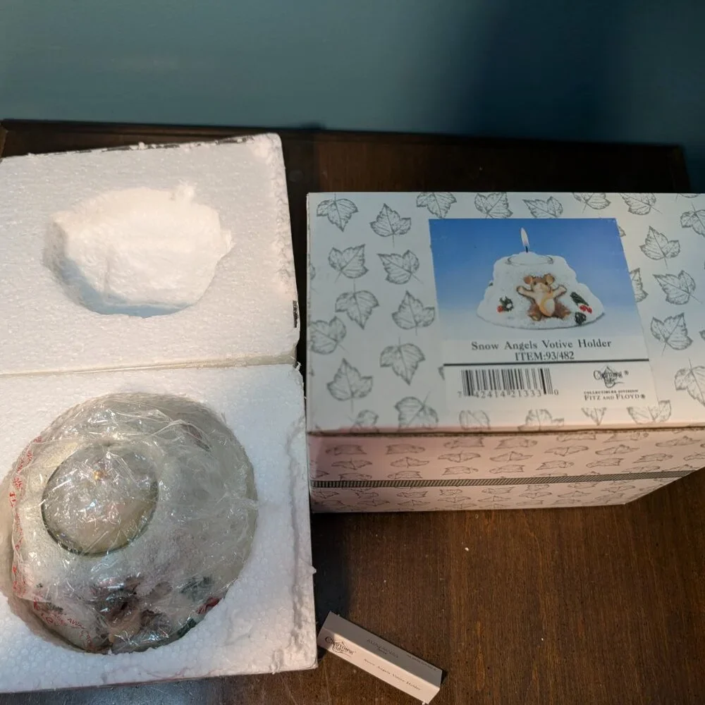 Charming Tails by Fitz and Floyd Snow Angels Votive Holder
